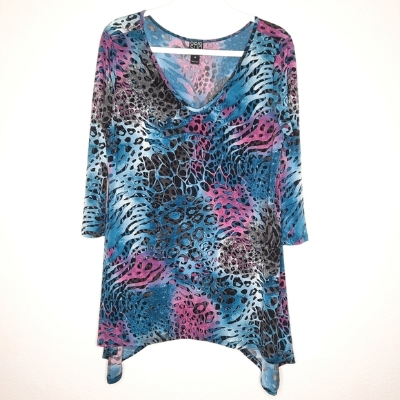 Clara Sun Woo Rainbow Animal Print Blouse M - Picture 1 of 5